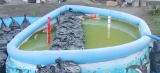 止水実験・止水状況・止水壁面からの浸水なし。