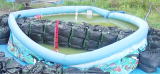 止水実験完了・止水実験・止水状況・止水壁面からの浸水なし。