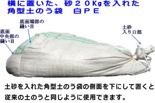 角型土のう袋　白ＰＥ