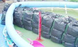 止水実験・止水状況・止水壁面からの浸水なし。