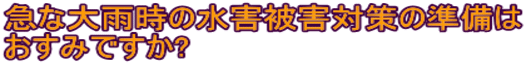 急な大雨時の水害被害対策の準備は おすみですか?